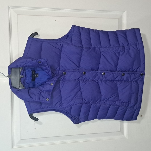 Lands' End down puffer vest snap front - S - royal blue - Picture 1 of 4